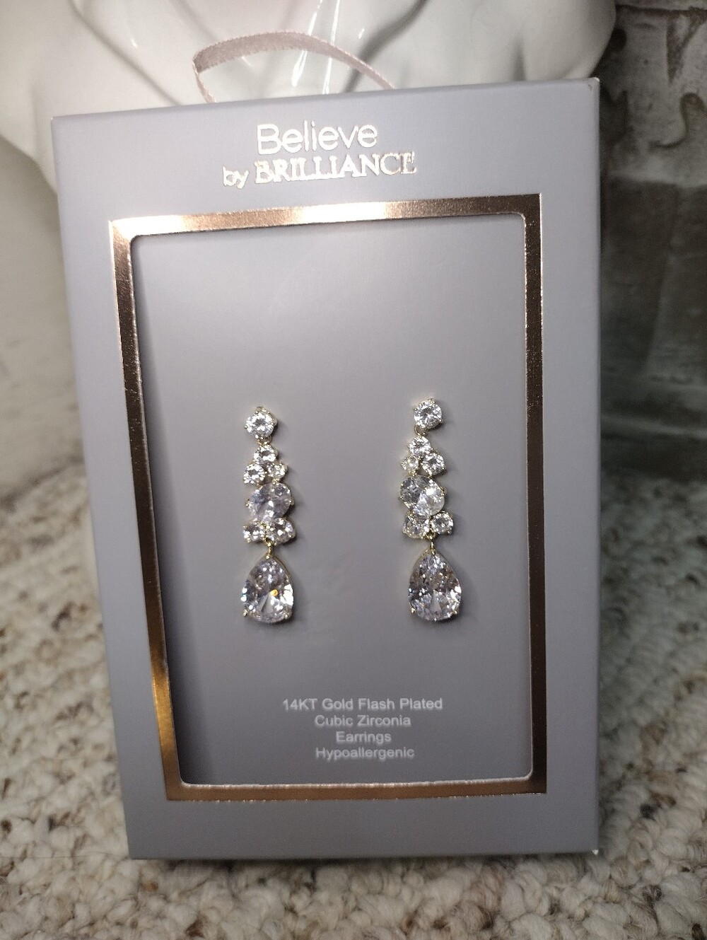 Believe By Brilliance Special Occasion Gold-Plated Cubic Zirconia Drop Earrings